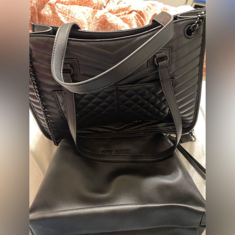 Steve Madden Quilted Black Shoulder Bag